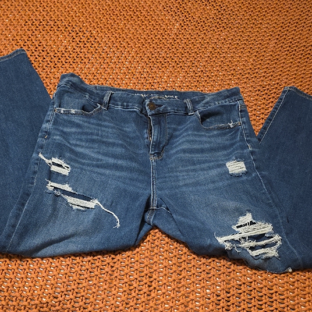 Stylish Distressed Blue Jeans